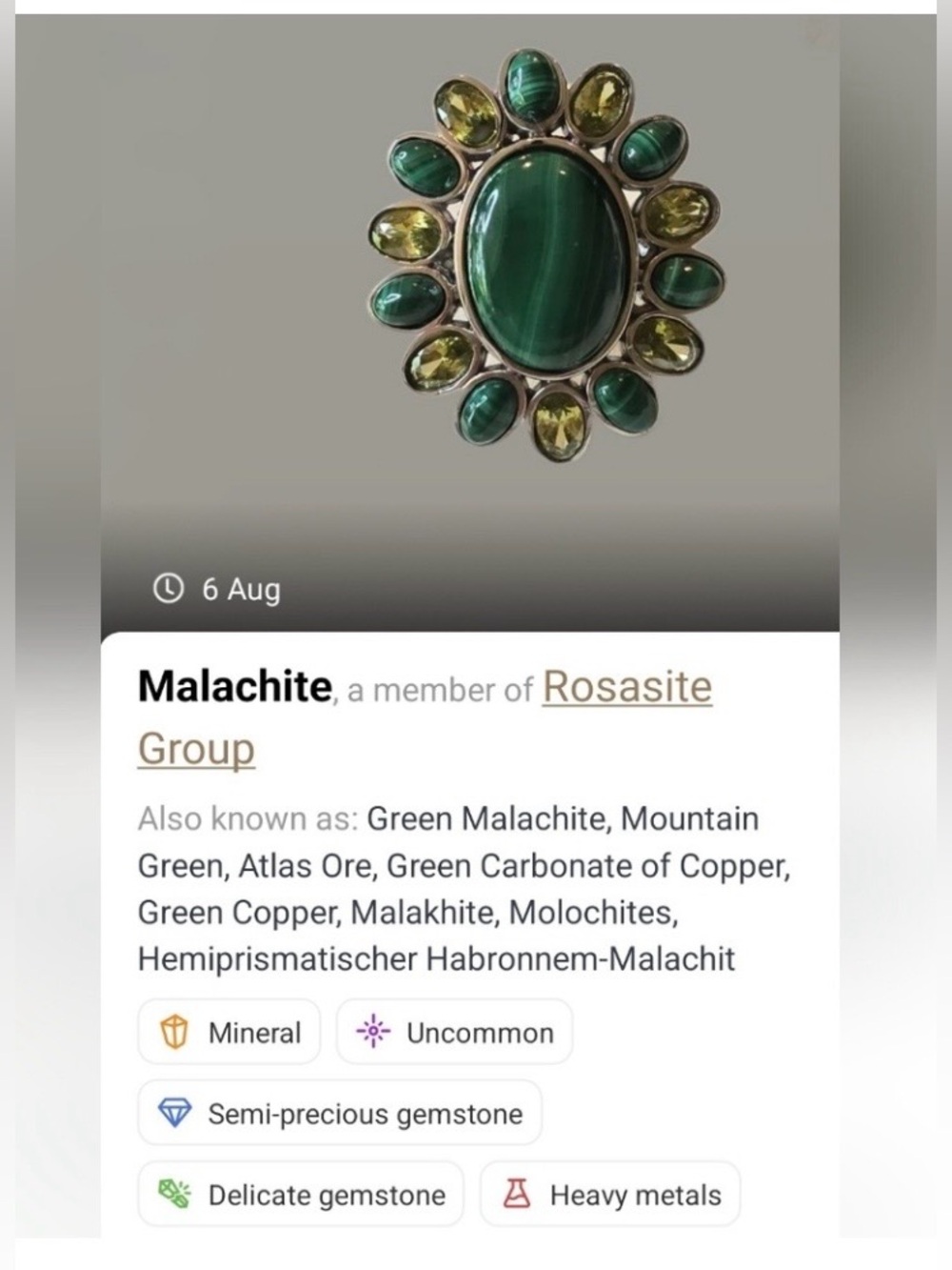 Malachite & Peridot Stainless Steel Ring - Picture 6 of 6